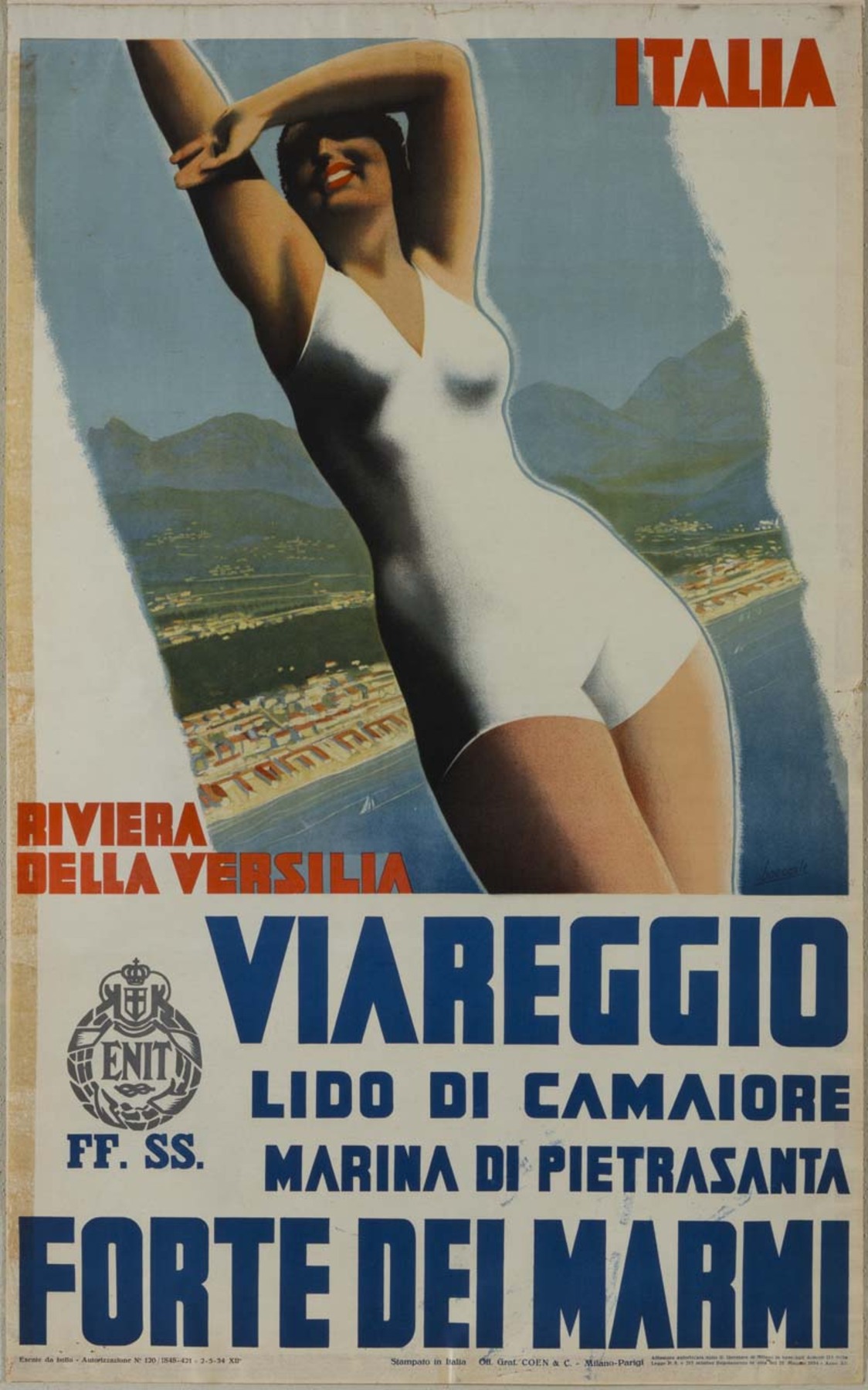 Manifesto - Italia, Riviera della Versilia - Gino Boccasile