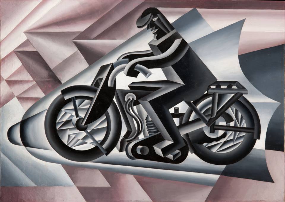 Motociclista , solido in velocità - Fortunato Depero