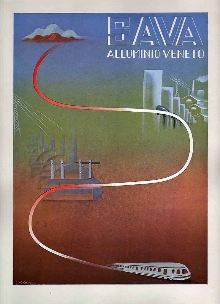 Manifesto SAVA Alluminio Veneto - Gino Krayer - 1940