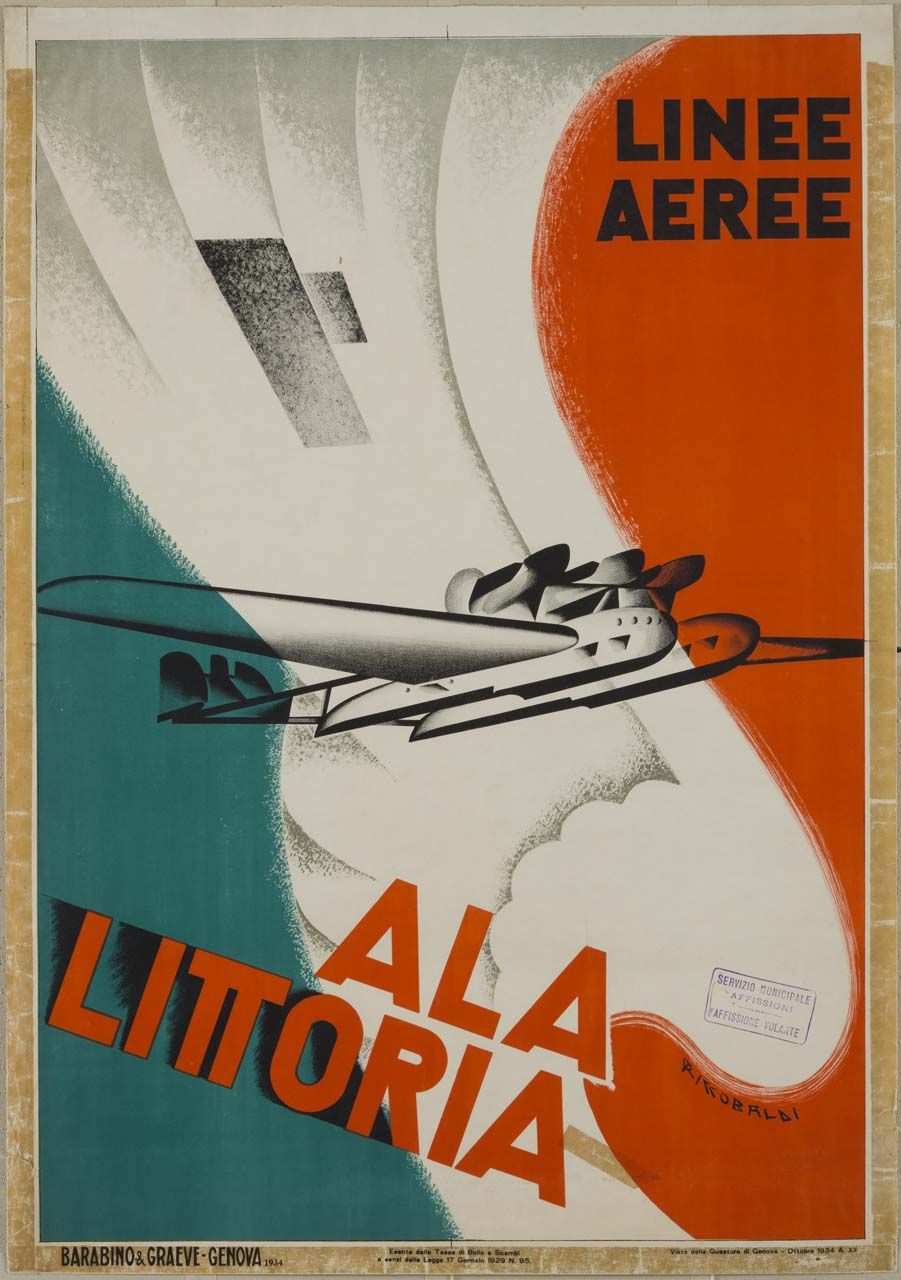 Manifesto Linee Aeree - Giuseppe Riccobaldi Del Bava - 1934