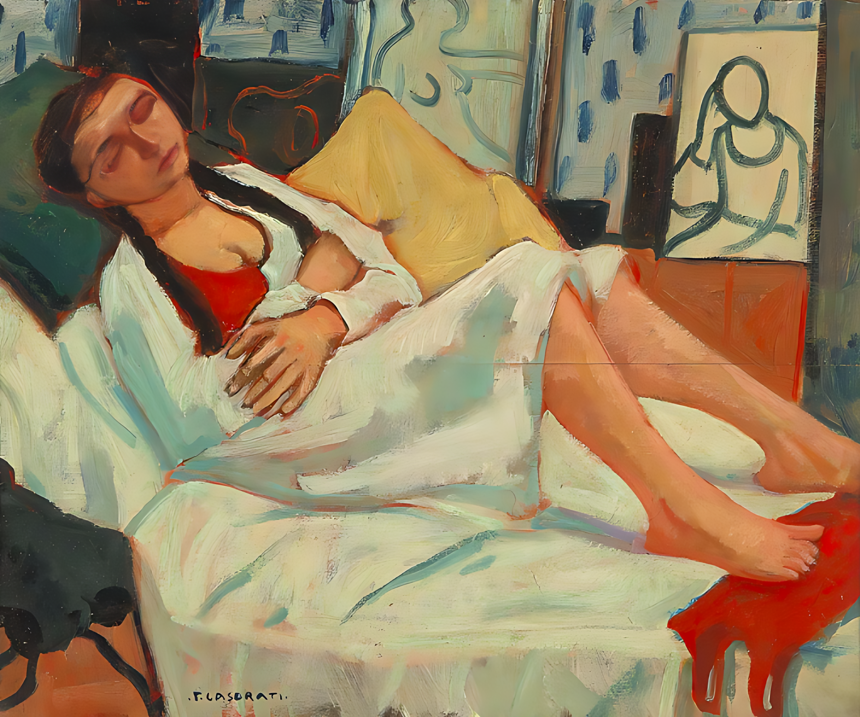 Ragazza sul letto - Felice Casorati - 1942 