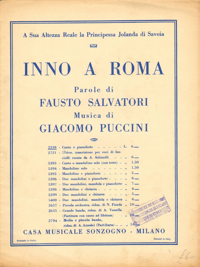 Inno a Roma - Fausto Salvatori , Giacomo Puccini